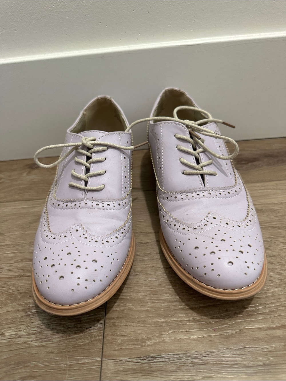 Wanted Lavender Leather Wingtip Oxfords